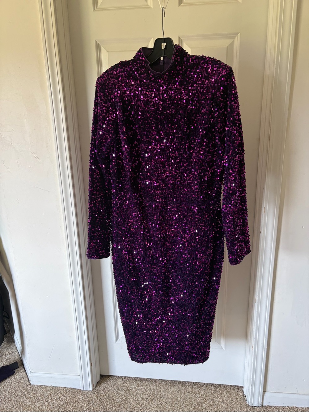 NWT Fashion to Figure Purple Sequin Long-Sleeve Sheath Dress